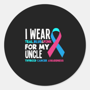 Sticker Rond Je Porte Une Attention Pour Mon Oncle Thyroïde Can