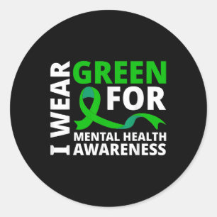 Sticker Rond Je Porte Une Chemise En Ruban Vert Pour Un Maître
