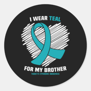 Sticker Rond Je Porte Une Turquoise Pour Mon Frère Tourette Syn