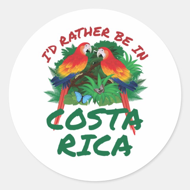 Sticker Rond Je préfère être au Costa Rica Vacation Souvenir (Devant)