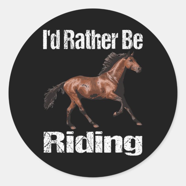 Sticker Rond Je Préfère Faire Du Cheval Équitation Équitation (Devant)