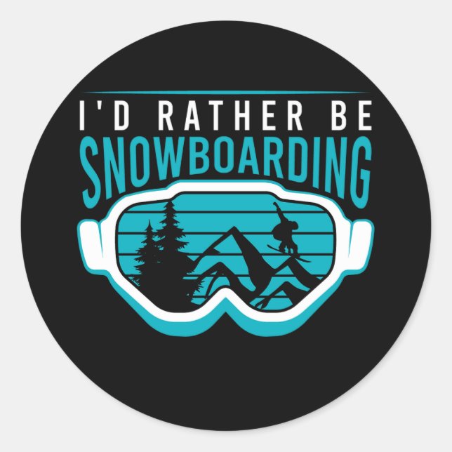 Sticker Rond je préfère faire du snowboard (Devant)