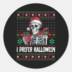 Sticker Rond Je Préfère Halloween Squelette Xmas Famille Joyeux