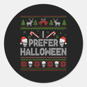 Sticker Rond Je Préfère Halloween Sweater de Noël Funny Ugly Xm
