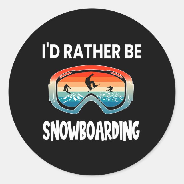 Sticker Rond Je préfère Snowboard Retro Sunset Goggles Sn (Devant)