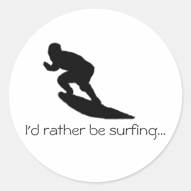 Sticker Rond Je préfère surfer...autocollant (Devant)