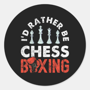 Sticker Rond Je Préférerais Être Chess Boxing Hybrid Pion