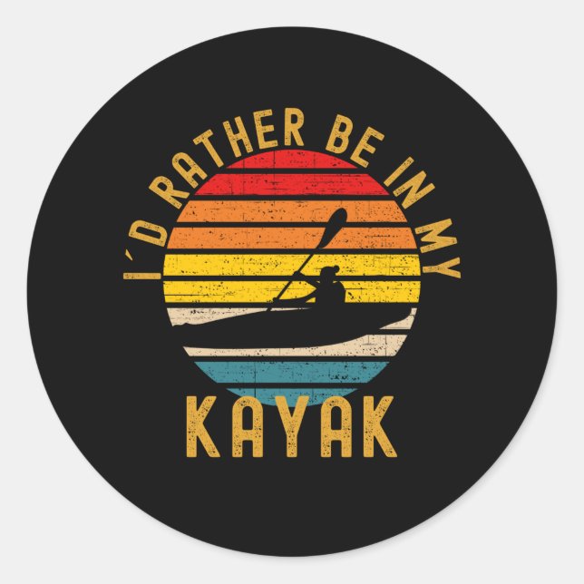 Sticker Rond Je Préférerais Être Dans Mon Kayak Kayak (Devant)