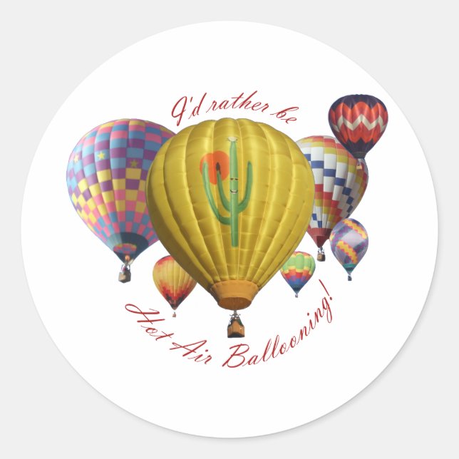 Sticker Rond Je Préférerais Être Un Ballon À Air Chaud ! ! ! (Devant)