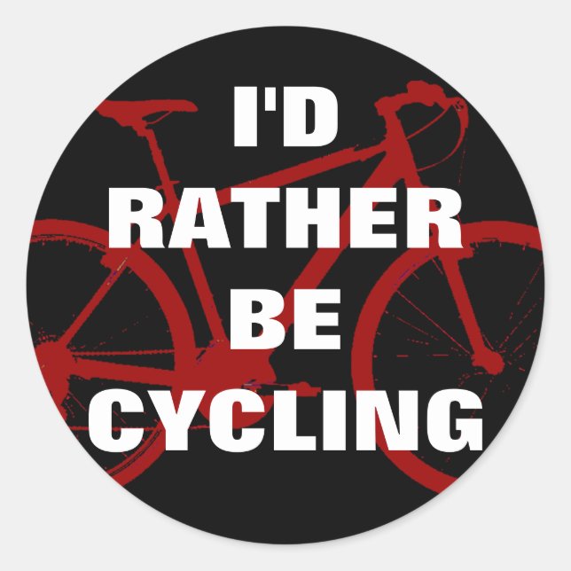 Sticker Rond Je préférerais faire du vélo (Devant)