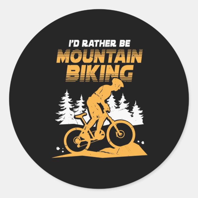 Sticker Rond Je Préférerais Faire Du VTT (Devant)
