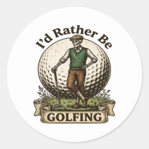 Sticker Rond Je préférerais jouer au golf