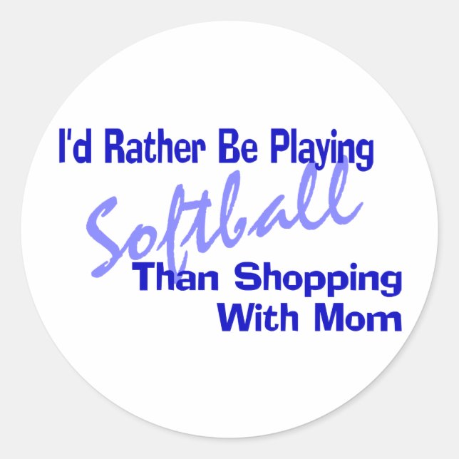 Sticker Rond Je Préférerais Jouer Au Softball (Devant)