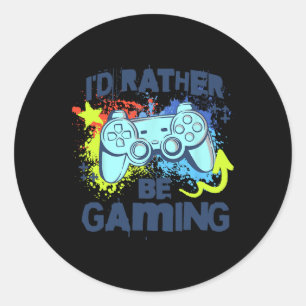 Sticker Rond Je préférerais jouer aux jeux vidéo drôle de joueu