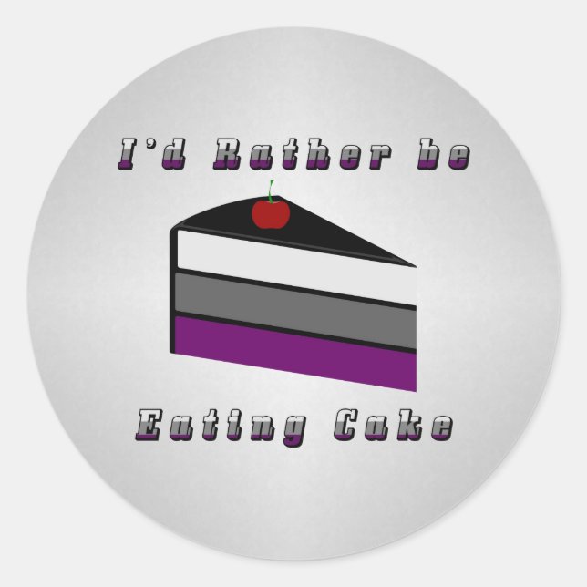 Sticker Rond Je préférerais manger du gâteau drapeau de fierté  (Devant)