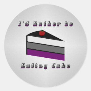 Sticker Rond Je préférerais manger du gâteau drapeau de fierté