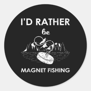 Sticker Rond Je préférerais pêcher à l'aimant