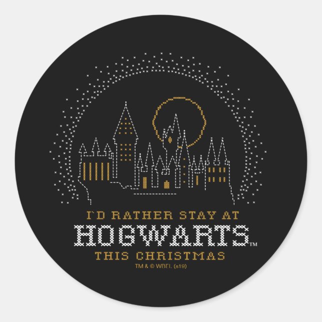 Sticker Rond Je Préférerais Séjourner Au HOGWARTS™ Cross-Stitch (Devant)