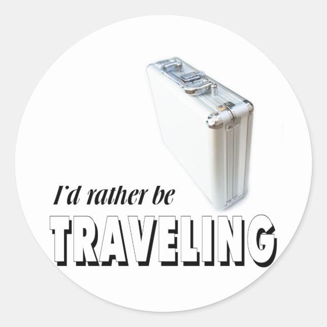 Sticker Rond Je préférerais voyager (Devant)