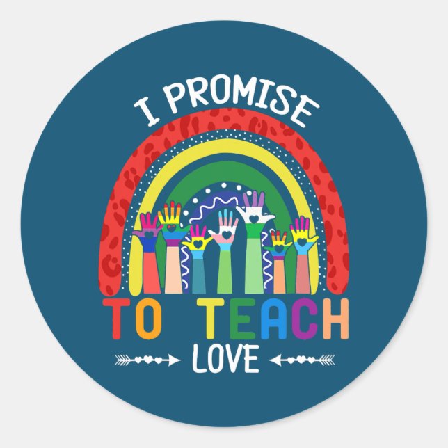 Sticker Rond Je Promets D'Apprendre L'Amour LGBTQ Rainbow Fier  (Devant)
