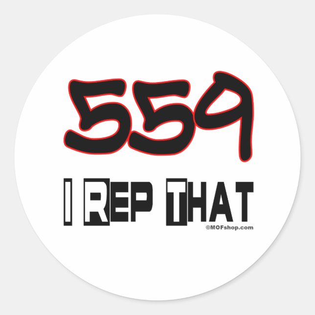 Sticker Rond Je Représente Le Code Régional 559 (Devant)