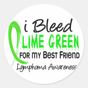 Sticker Rond Je saigne le vert de chaux pour mon lymphome de