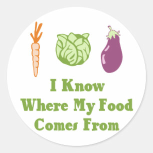 Sticker Rond Je sais d'où ma nourriture vient