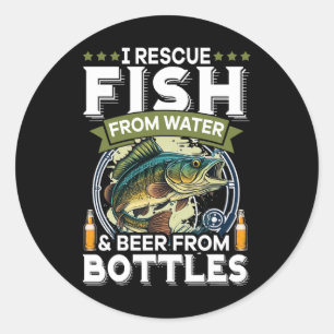 Sticker Rond Je Secourt Du Poisson À Partir De L'Eau Et De La B