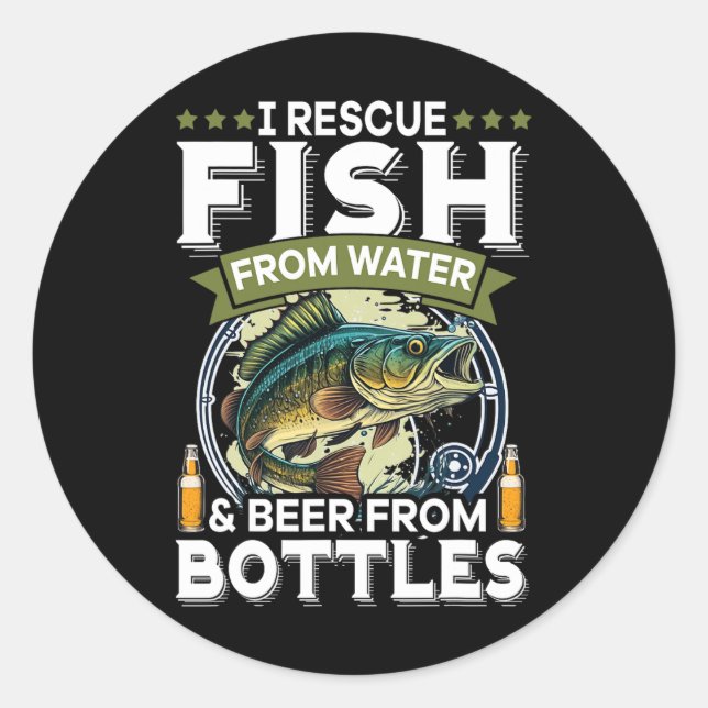 Sticker Rond Je Secourt Du Poisson À Partir De L'Eau Et De La B (Devant)