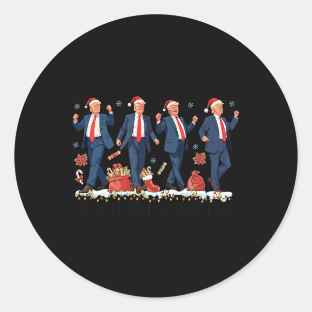 Sticker Rond Je serai à la maison pour Noël Père Noël Trump Dan (Devant)