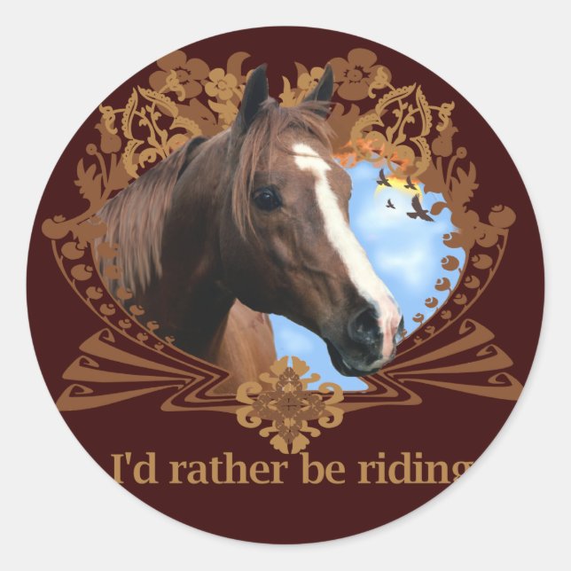 Sticker Rond Je serais plutôt des chevaux d'équitation (Devant)