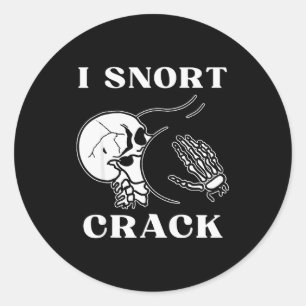 Sticker Rond Je snorte crack squelette crâne fessier drôle Soky