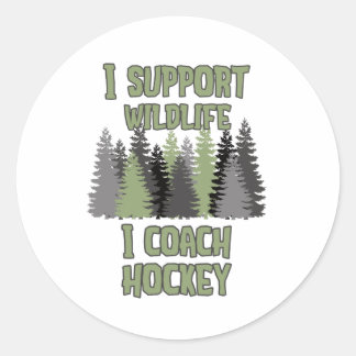 Sticker Rond Je soutiens la faune J'entraîne le hockey