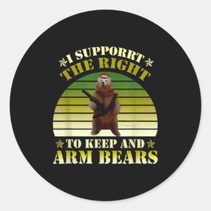 Sticker Rond Je soutiens le droit de garder et d'armer des ours
