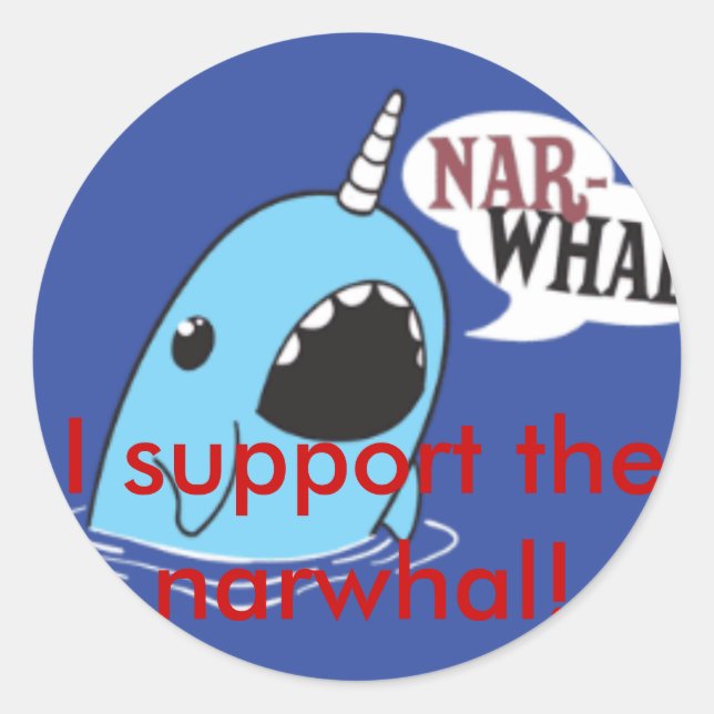 Sticker Rond Je soutiens le narval ! (Devant)