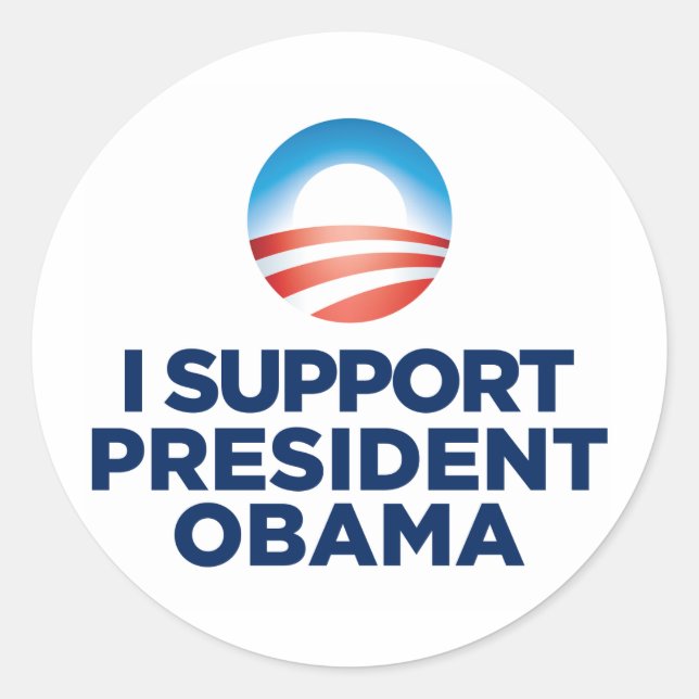 Sticker Rond Je soutiens le président Obama (Devant)