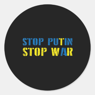 Sticker Rond Je soutiens l'Ukraine pour arrêter Poutine arrêter