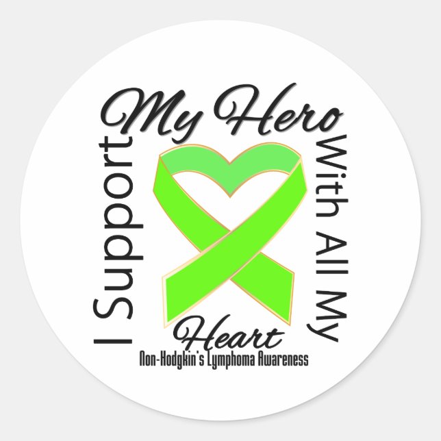 Sticker Rond Je soutiens Ma Héros Non-Hodgkins Lymphome Sensibi (Devant)
