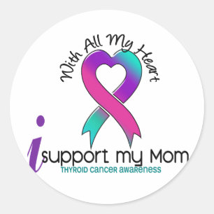 Sticker Rond Je soutiens ma mère Thyroïde Cancer
