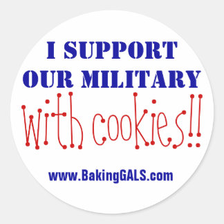 Sticker Rond Je soutiens nos militaires avec des biscuits ! !