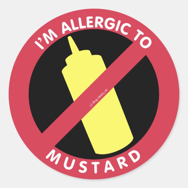 Sticker Rond Je suis Allergique à Mustard Kids Symbole d'allerg (Devant)