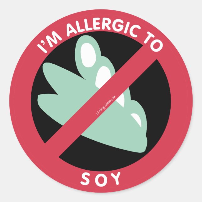 Sticker Rond Je suis Allergique à Soy Kids Symbole d'allergie (Devant)