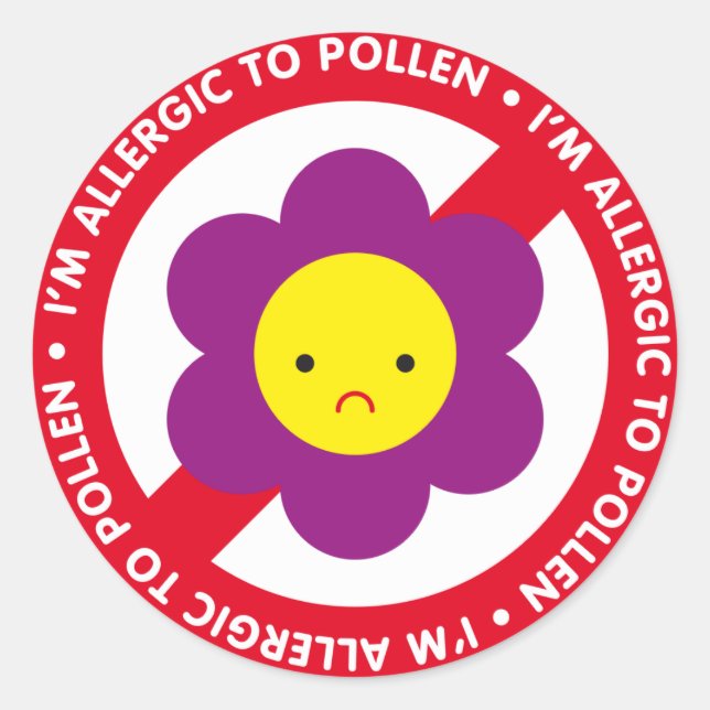 Sticker Rond Je suis allergique au pollen ! (Devant)