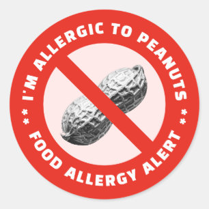 Sticker Rond Je suis allergique aux arachides alerte alimentair