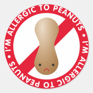Sticker Rond Je suis allergique aux arachides ! Allergie