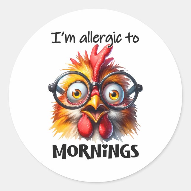 Sticker Rond Je suis allergique aux matins ! (Devant)