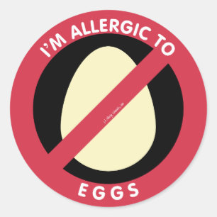 Sticker Rond Je suis Allergique aux oeufs Symbole d'allergie al