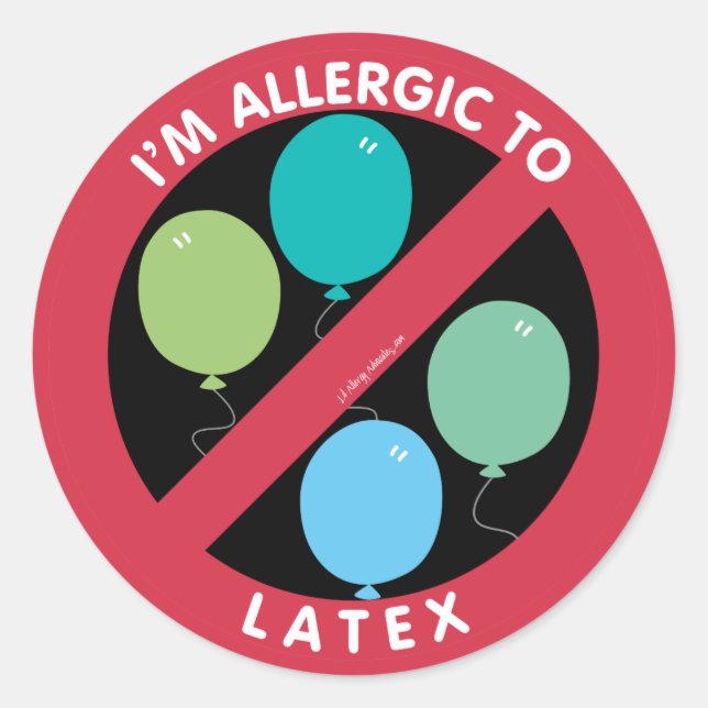 Sticker Rond Je suis Allergique Aux Symboles d'allergie Latex E (Devant)