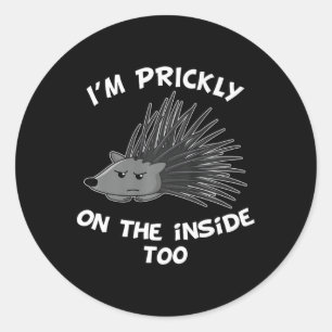 Sticker Rond Je suis allongé à l'intérieur de Porcupine Funny H