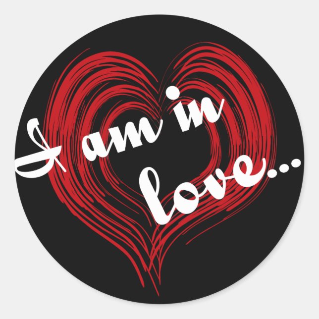 Sticker Rond Je suis amoureux... (Devant)